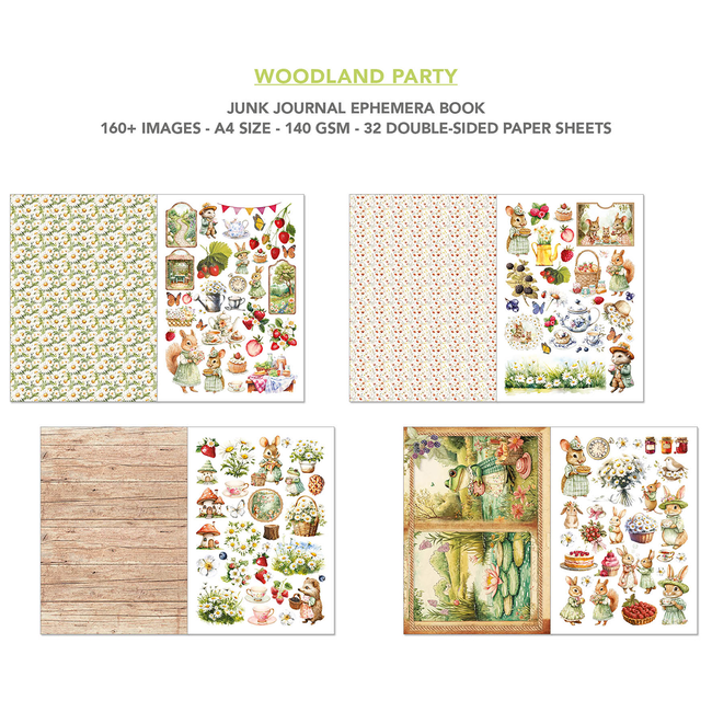 Ciao Bella WOODLAND PARTY A4 - Junk journal ephemera book-Ciao Bella