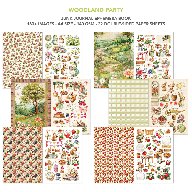 Ciao Bella WOODLAND PARTY A4 - Junk journal ephemera book-Ciao Bella
