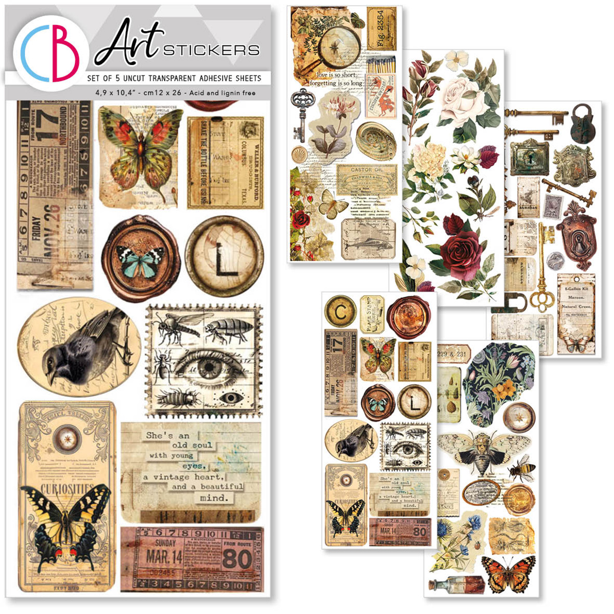 Ciao Bella ART STICKERS CABINET OF CURIOSITIES 5/PKG