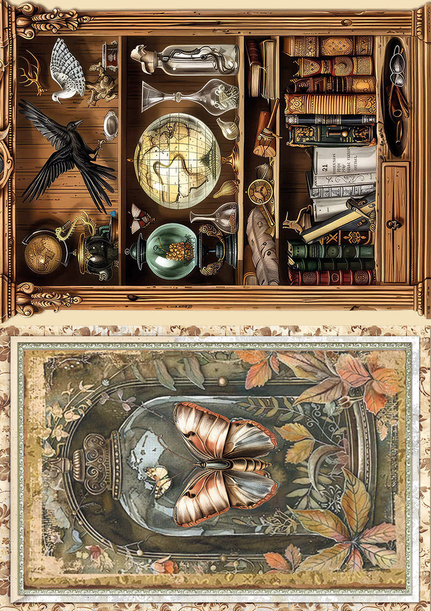 Ciao Bella RICE PAPER A5 MIXED 8/PKG CABINET OF CURIOSITIES