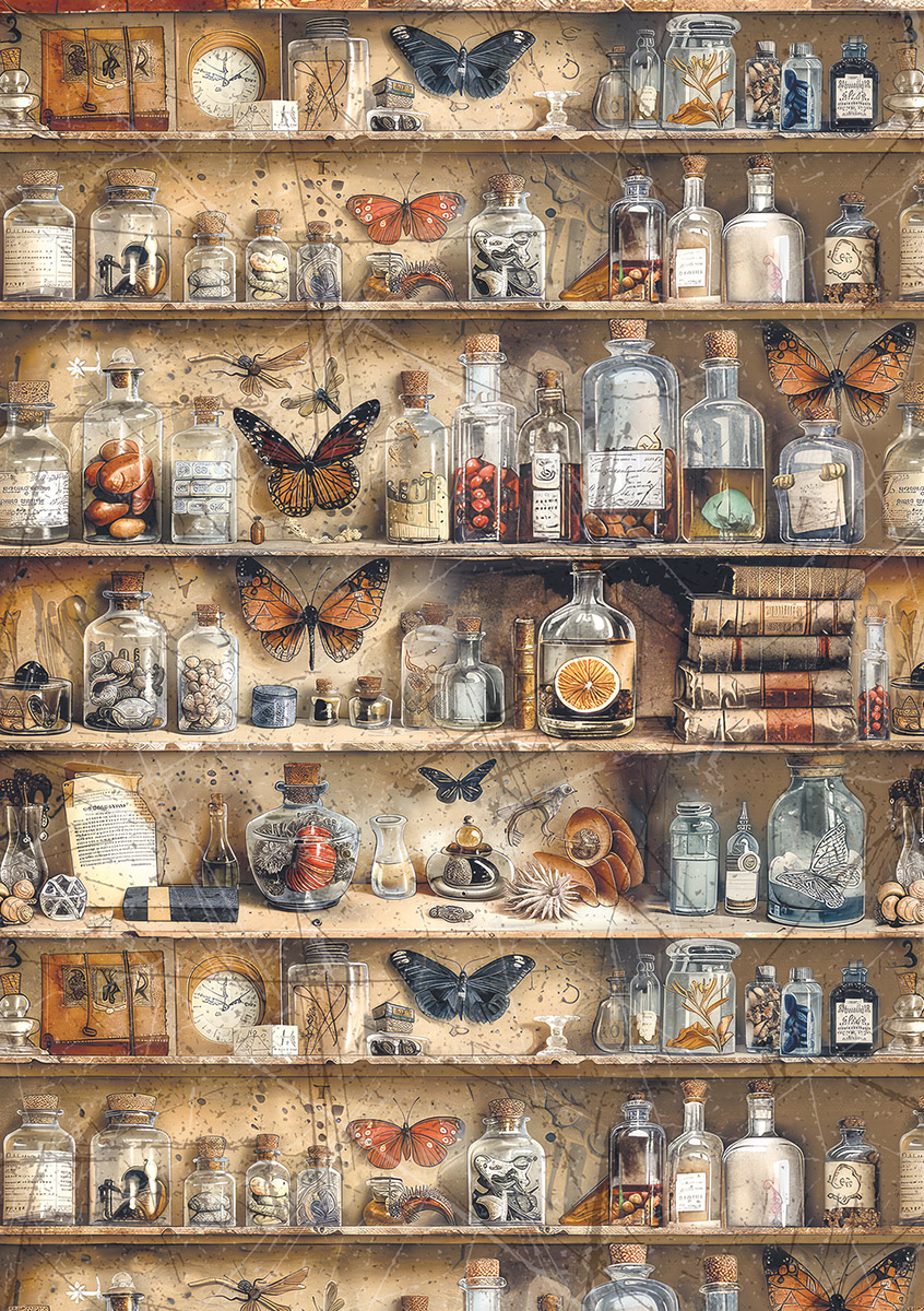 Ciao Bella RICE PAPER A5 MIXED 8/PKG CABINET OF CURIOSITIES