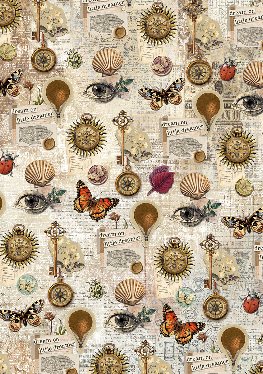 Ciao Bella RICE PAPER A5 MIXED 8/PKG CABINET OF CURIOSITIES