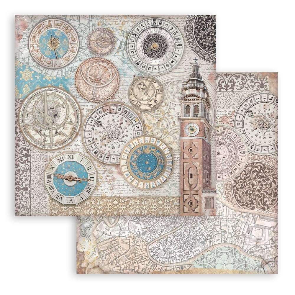 Stamperia Scrapbooking Small Pad 10 sheets cm 20,3X20,3 (8"X8") - Venice City of Art