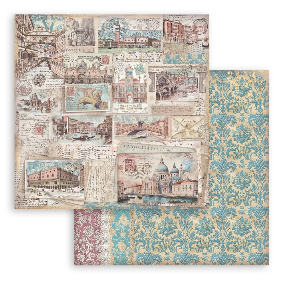 Stamperia Scrapbooking Small Pad 10 sheets cm 20,3X20,3 (8"X8") - Venice City of Art