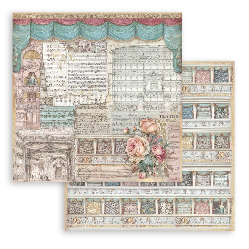 Stamperia Scrapbooking Small Pad 10 sheets cm 20,3X20,3 (8"X8") - Venice City of Art
