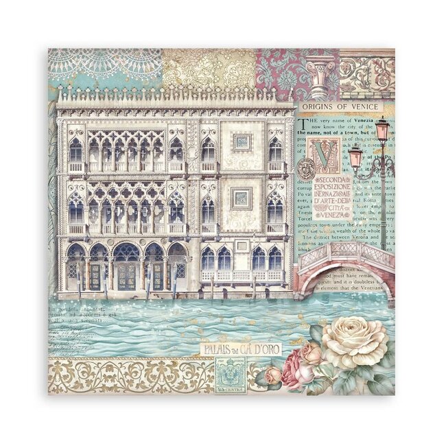 Stamperia Papierblok 30,5x30,5 cm - 22 vellen - Enkelzijdig - Venice City of Art