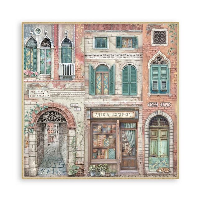 Stamperia Papierblok 30,5x30,5 cm - 22 vellen - Enkelzijdig - Venice City of Art
