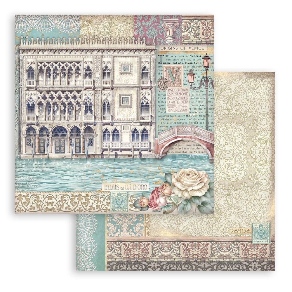 Stamperia Scrapbooking Double face sheet - Venice City of Art Palace Museum