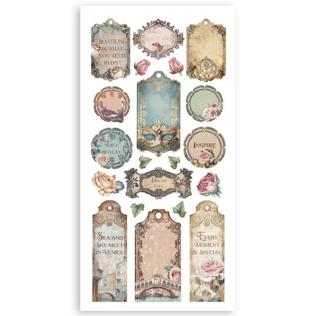 Stamperia Paper cut-outs 2 Double Face -  4 sheets cm. 15x30,5 - Venice City of Art