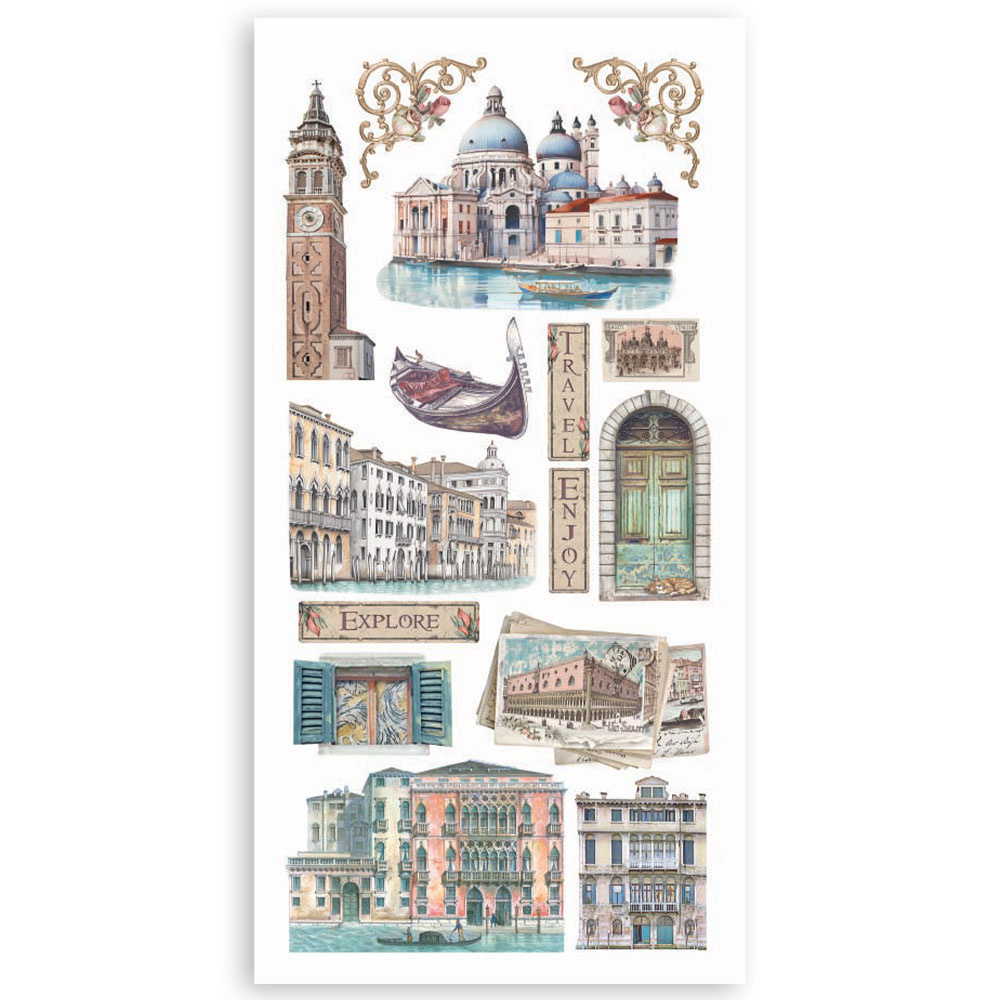 Stamperia Paper cut-outs 2 Double Face -  4 sheets cm. 15x30,5 - Venice City of Art