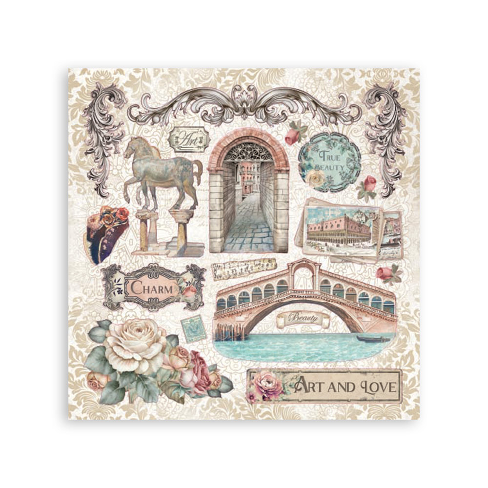 Stamperia Sticker Album mm 165x165  4 sheets - Venice City of Art