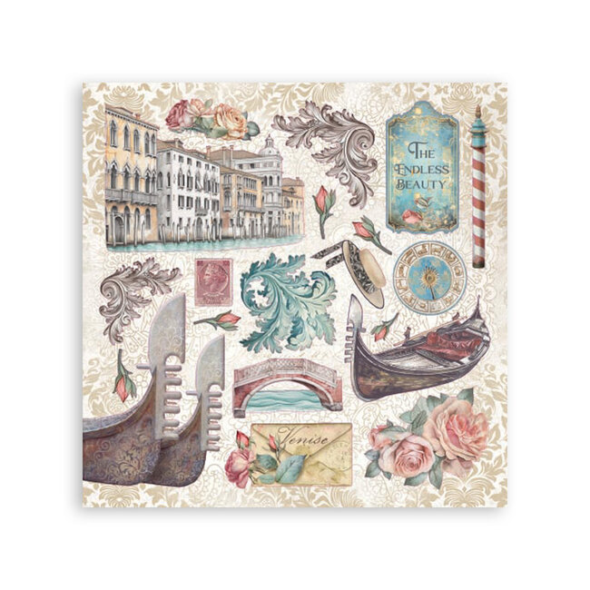 Stamperia Sticker Album mm 165x165  4 sheets - Venice City of Art