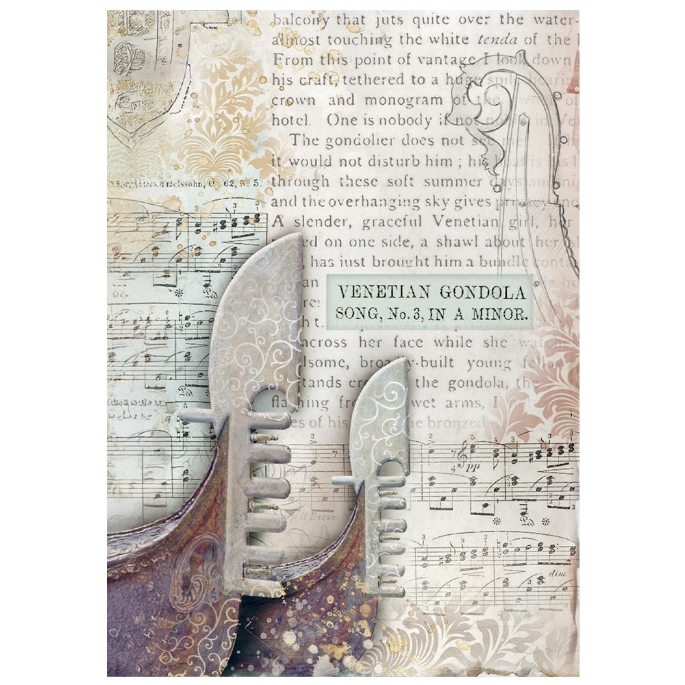 Stamperia Selection 8 Rice paper A6 backgrounds - Venice City of Art