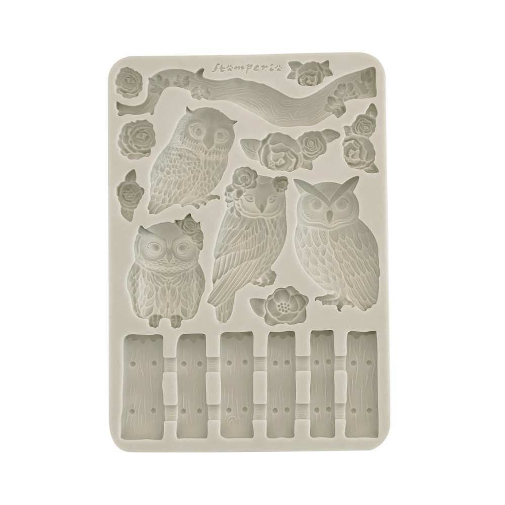 Stamperia Silicon mould A5 - The Owl's House owls and branch