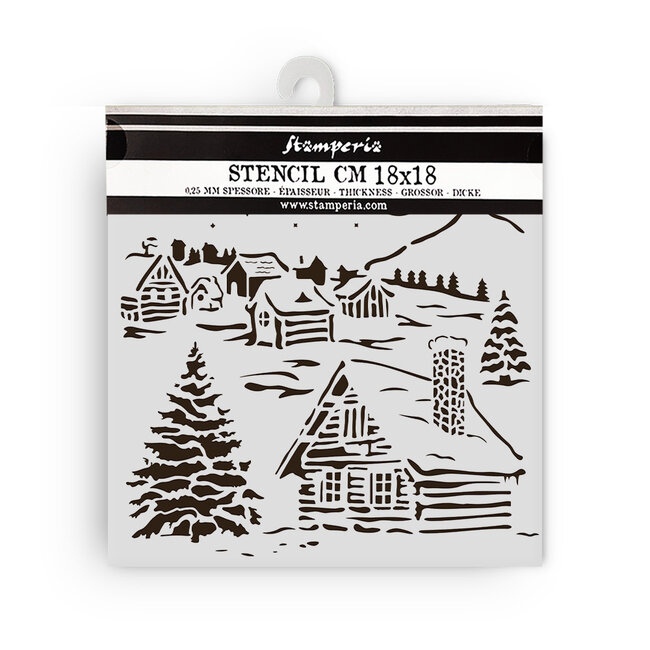 Stamperia Thick stencil cm 18X18 - The Owl's House cottage