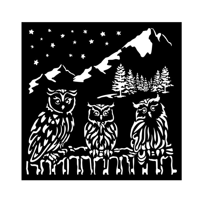 Stamperia Thick stencil cm 18X18 - The Owl's House owls