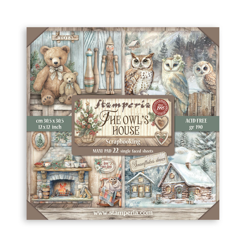 Stamperia Scrapbooking Pad 22 sheets cm 30,5x30,5 (12"x12") Single face - The Owl's House