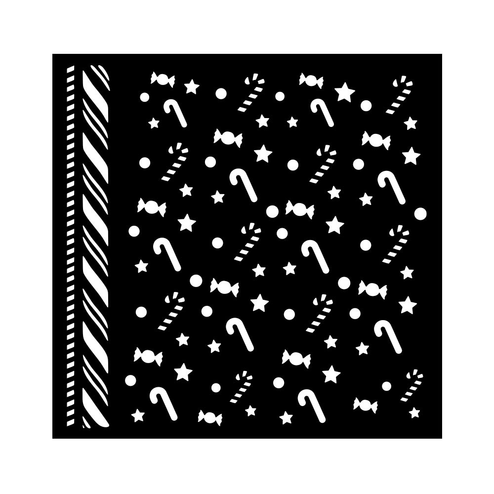 Stamperia Thick stencil cm 18X18 - Candy Christmas candycanes pattern