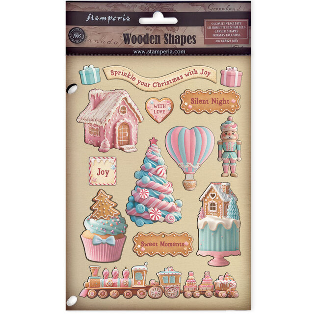Stamperia Colored Wooden shape A5 - Candy Christmas