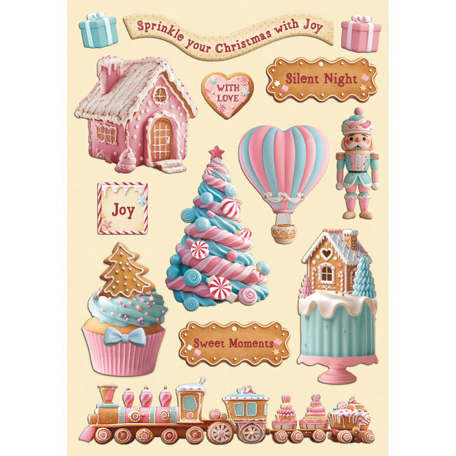 Stamperia Colored Wooden shape A5 - Candy Christmas
