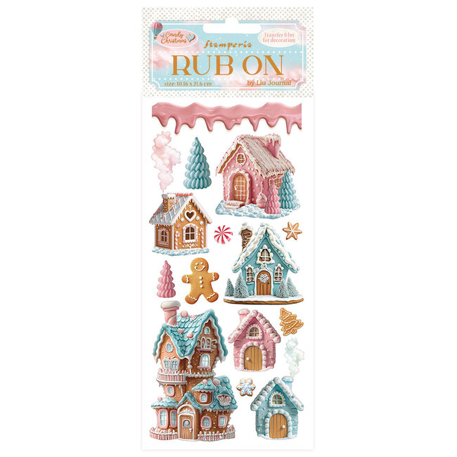 Stamperia Rub-on cm 10,16x21,6 - Candy Christmas marzipan houses