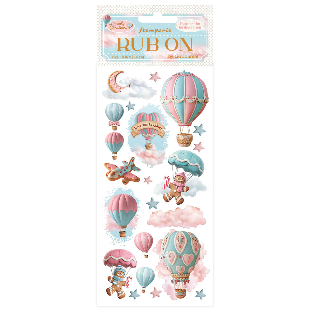 Stamperia Rub-on cm 10,16x21,6 - Candy Christmas air balloons