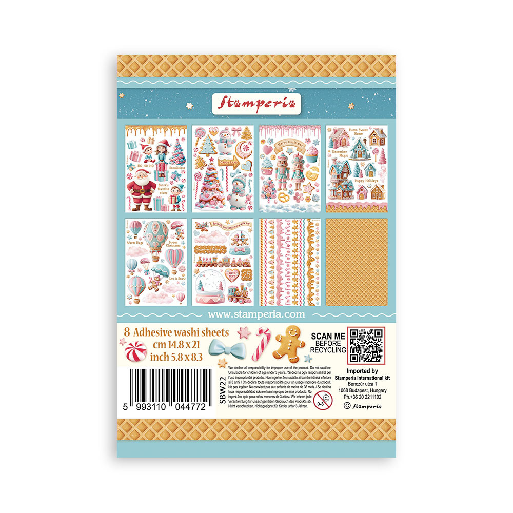 Stamperia Washi pad 8 sheets A5 - Candy Christmas