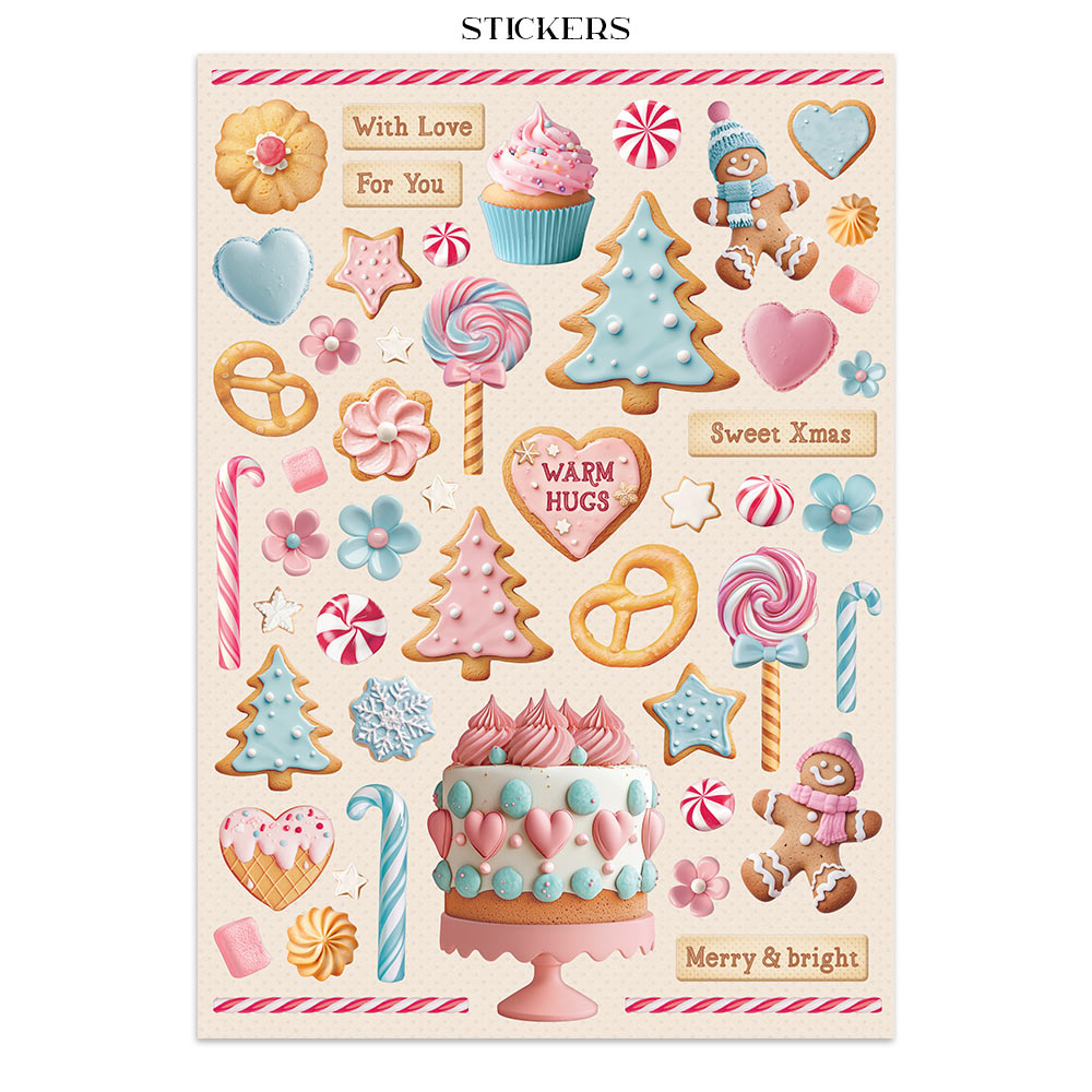 Stamperia Junk journal stickers, cut-outs, backgrounds - Candy Christmas