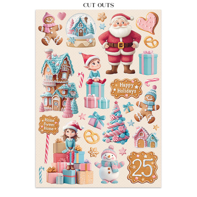 Stamperia Junk journal stickers, cut-outs, backgrounds - Candy Christmas