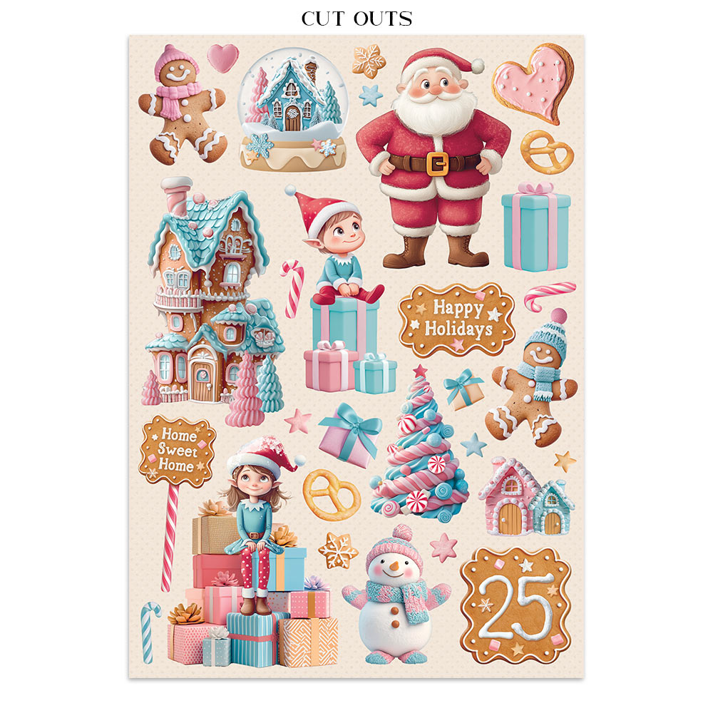 Stamperia Junk journal stickers, cut-outs, backgrounds - Candy Christmas