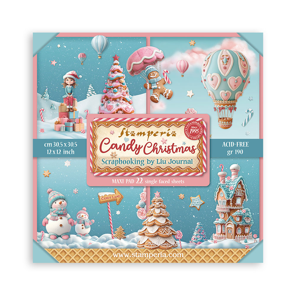 Stamperia Scrapbooking Pad 22 sheets cm 30,5x30,5 (12"x12") Single face - Candy Christmas