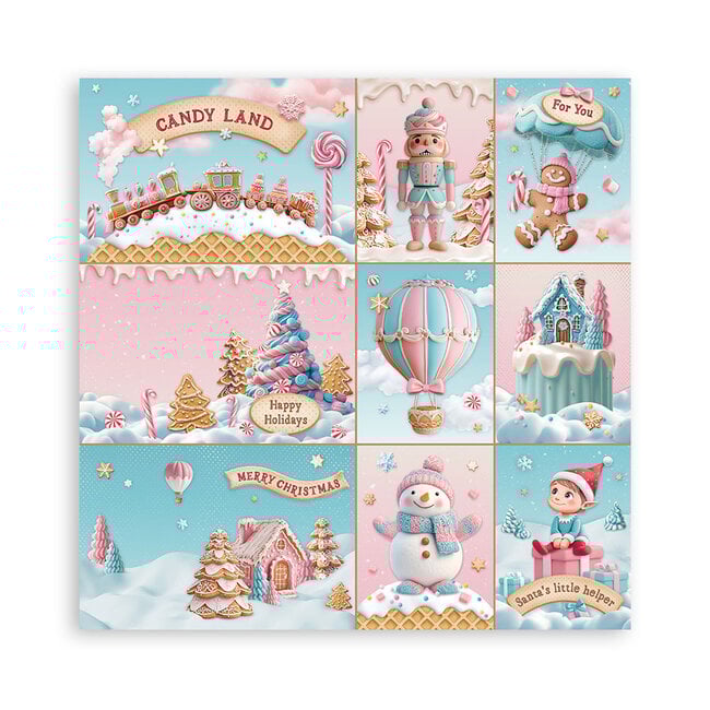 Stamperia Scrapbooking Pad 22 sheets cm 30,5x30,5 (12"x12") Single face - Candy Christmas