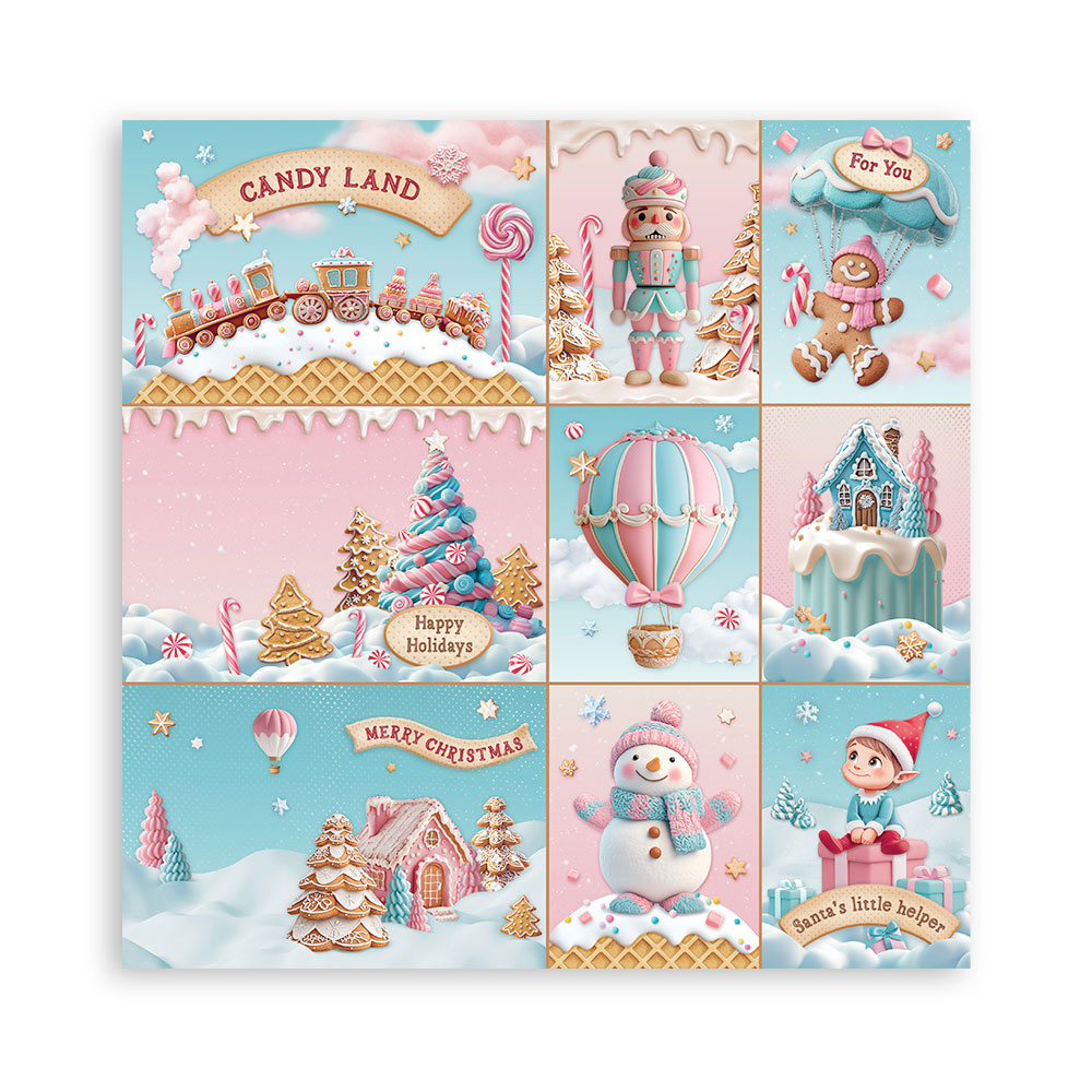 Stamperia Scrapbooking Pad 22 sheets cm 30,5x30,5 (12"x12") Single face - Candy Christmas