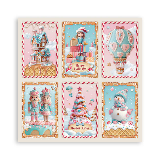 Stamperia Papierblok 30,5x30,5 cm - 22 vellen - Enkelzijdig - Candy Christmas