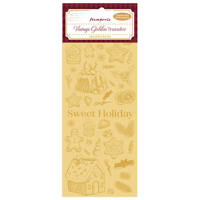 Stamperia Vintage Golden Transfer cm 10,16x21,6 - Sweet holiday