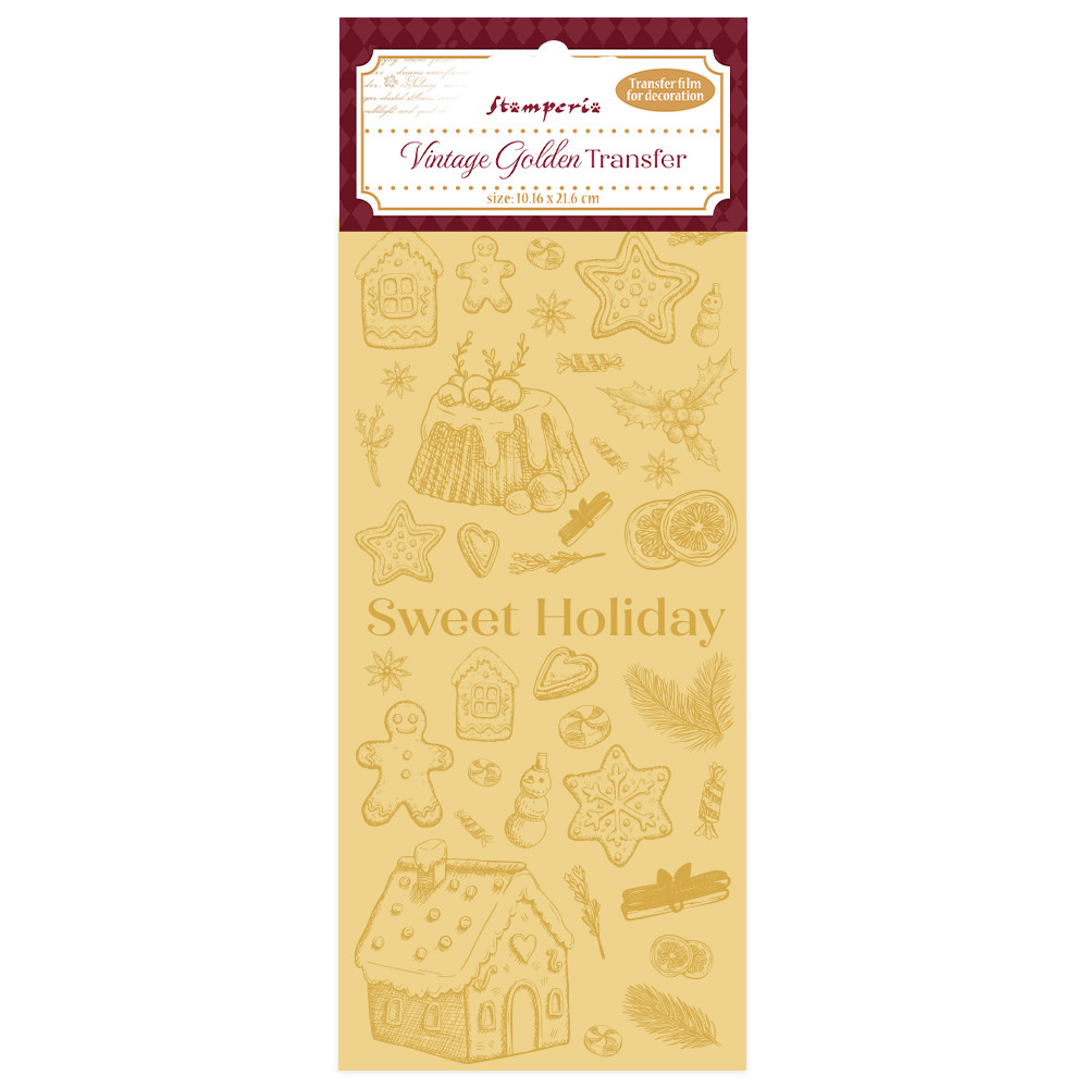 Stamperia Vintage Golden Transfer cm 10,16x21,6 - Sweet holiday