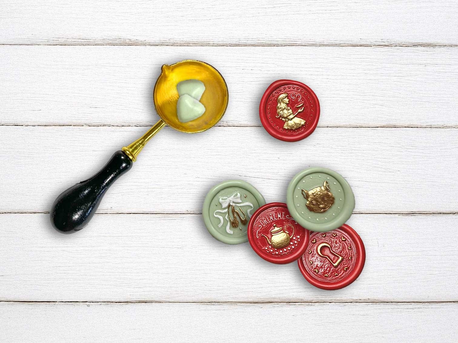 Stamperia Set  6 pcs seals diam cm  2,5  - Alice in Christmas