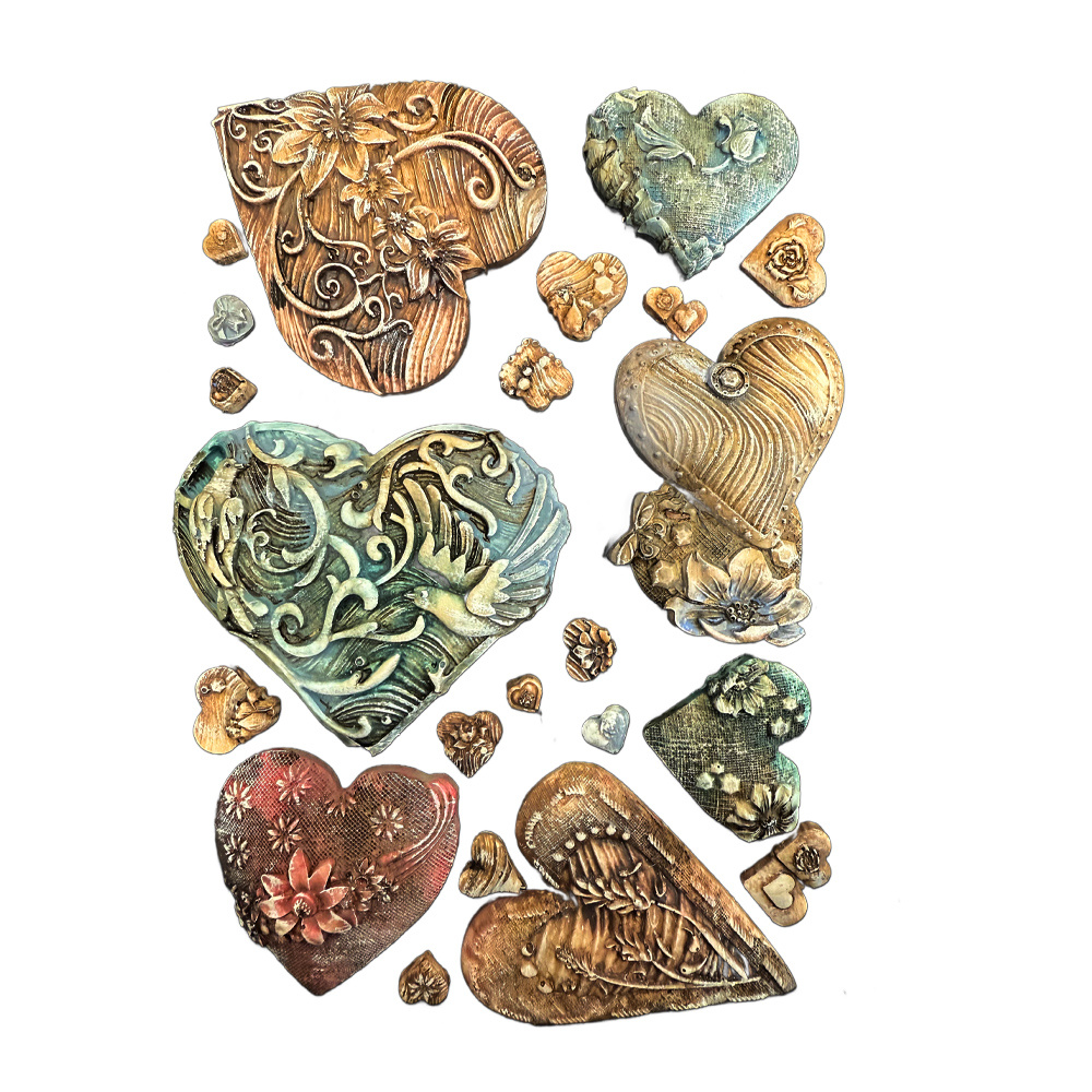 Stamperia Silicon mould A5 - Alice in Christmas simple hearts