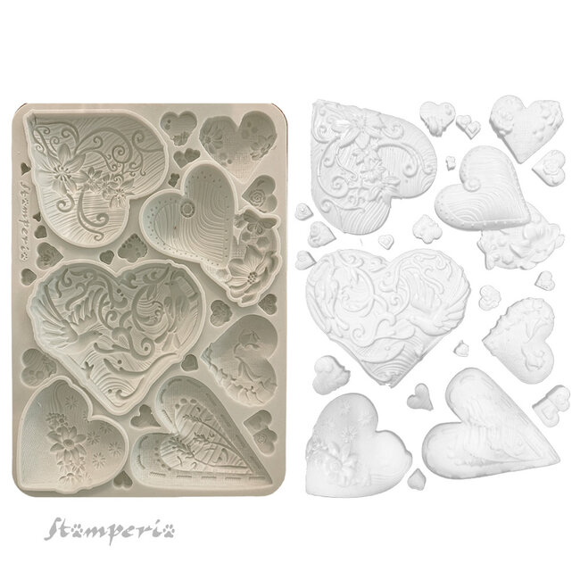 Stamperia Silicon mould A5 - Alice in Christmas simple hearts