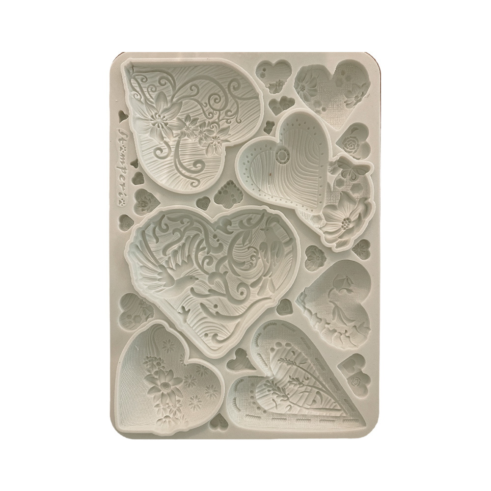 Stamperia Silicon mould A5 - Alice in Christmas simple hearts