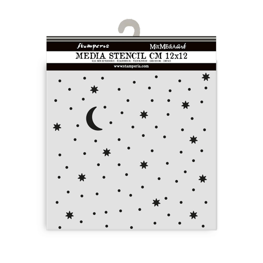 Stamperia Thick stencil cm 12X12 - Alice in Christmas stars and moon