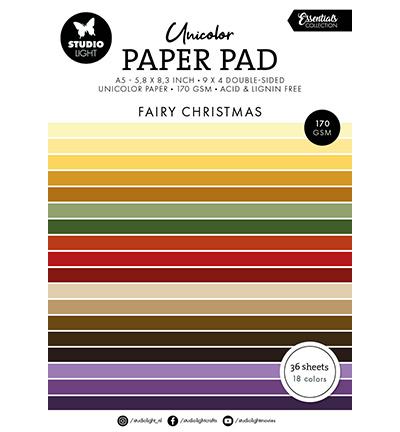 Studio Light Unicolor Paper Pad Fairy Christmas Essentials nr.340