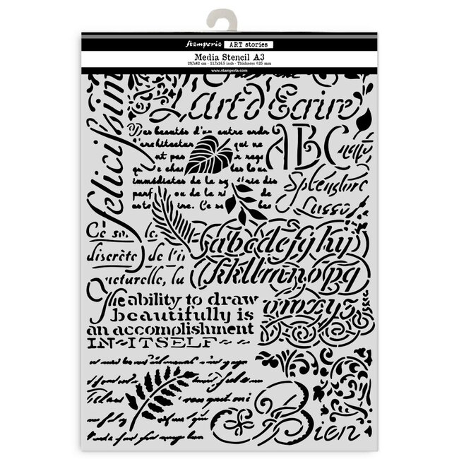 Stamperia Big stencil A3 - Writings
