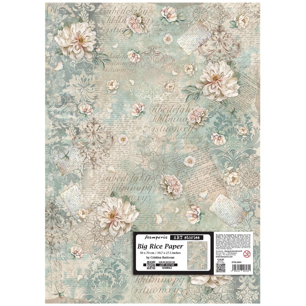 Stamperia Big Rice paper cm 50X70 - peony pattern