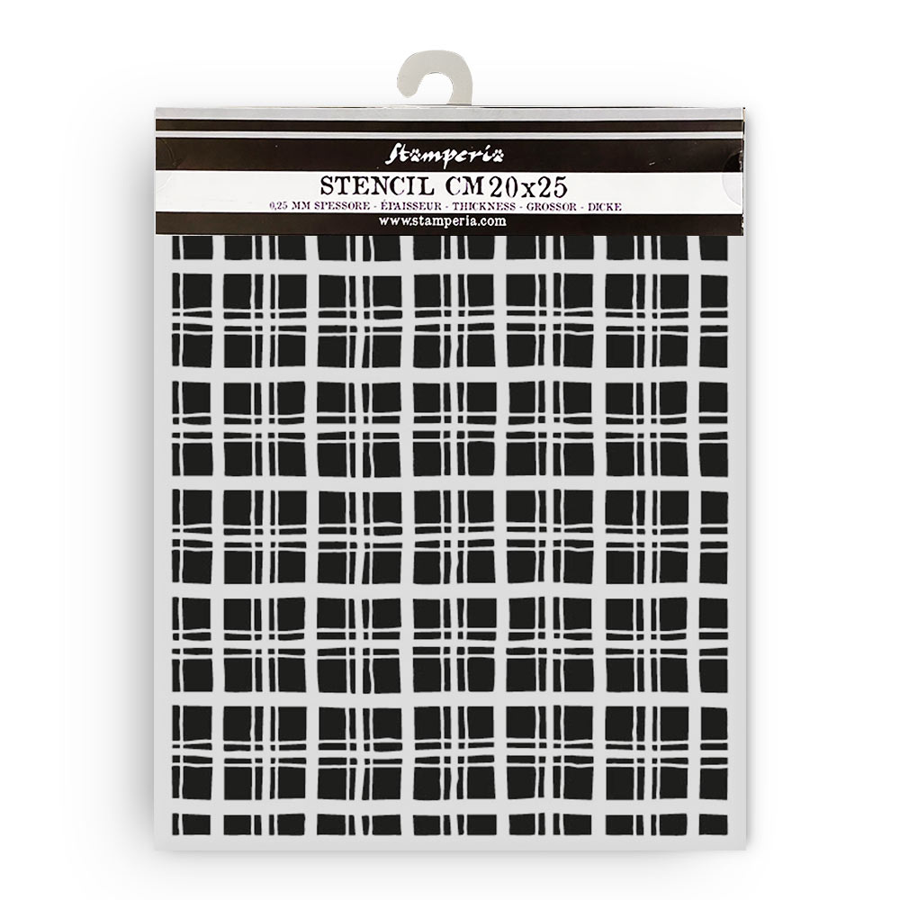 Stamperia Thick stencil cm 20X25 - Whispering woods tartan pattern