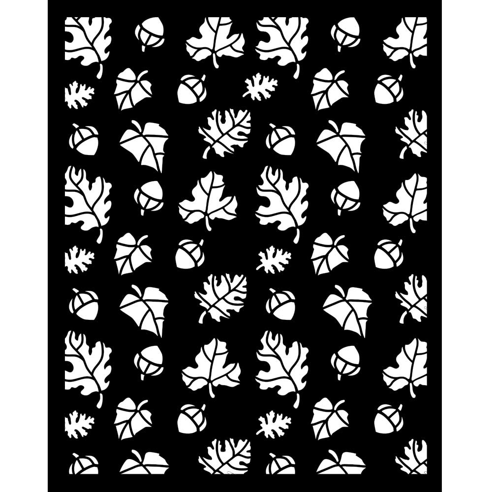 Stamperia Thick stencil cm 20X25 - Whispering woods leaves and acorns pattern