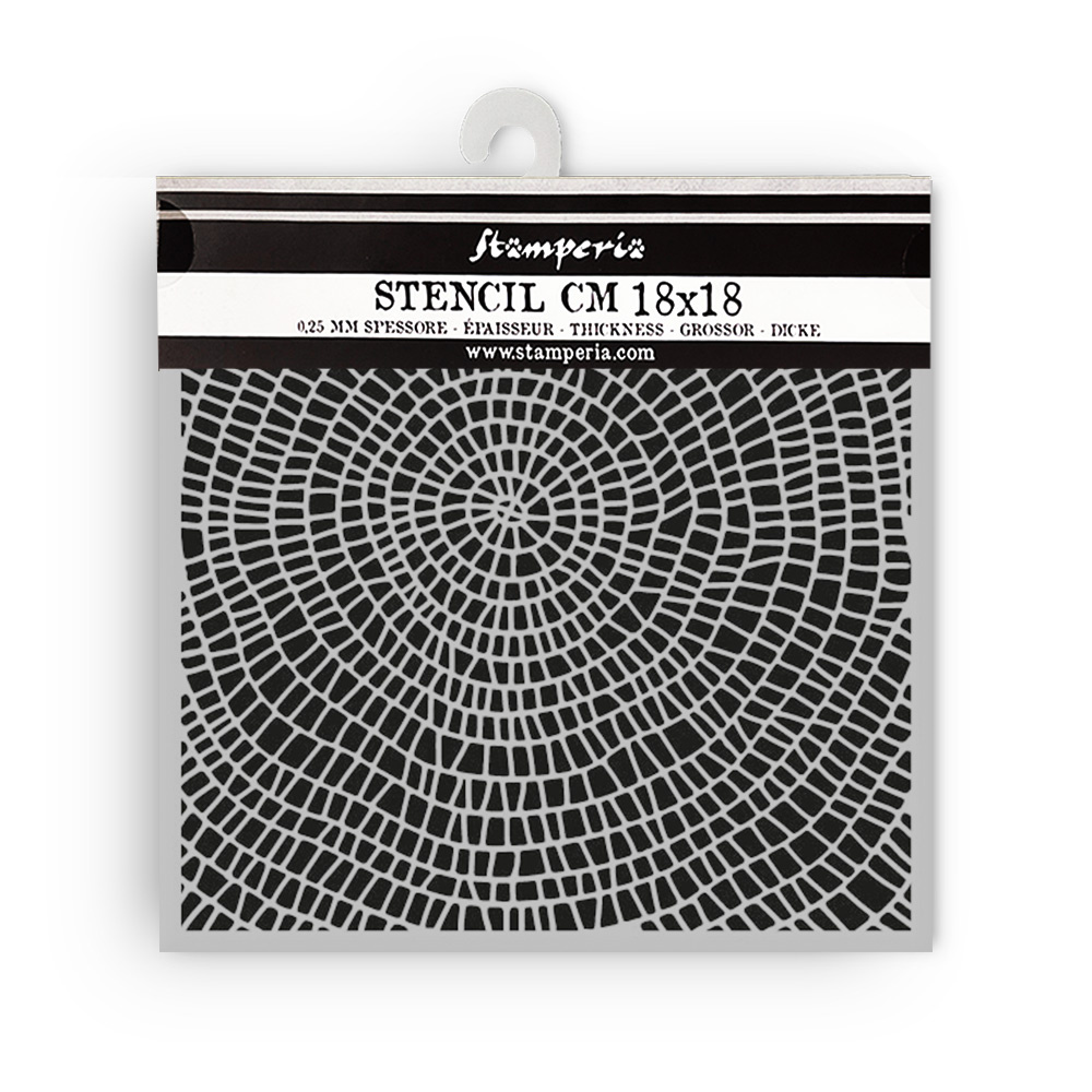 Stamperia Thick stencil cm 18X18 - Whispering woods bark pattern