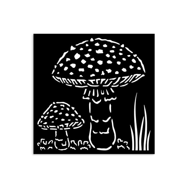 Stamperia Thick stencil cm 12X12 - Whispering woods mushrooms