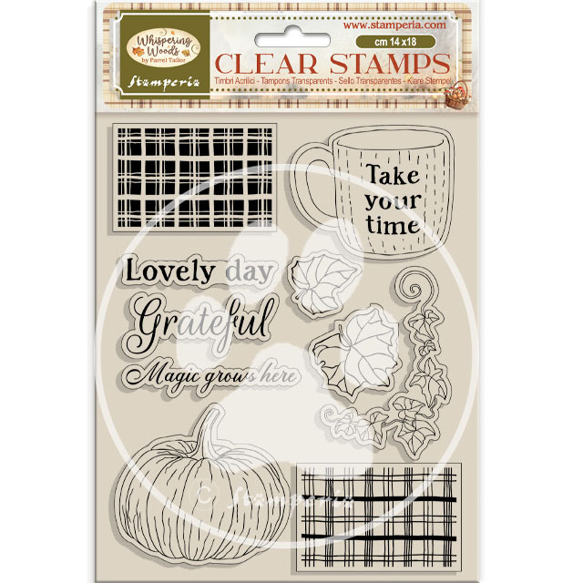 Stamperia Acrylic stamp cm 14x18 - Whispering woods cup and pumpkin
