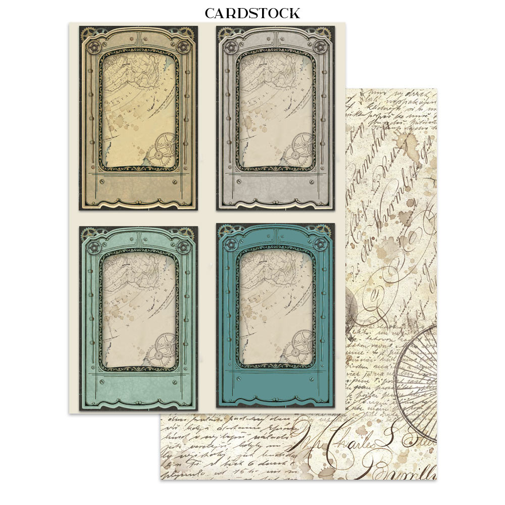 Stamperia Junk journal stickers, cut-outs, backgrounds - Voyages Fantastiques